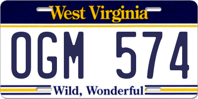 WV license plate OGM574