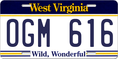 WV license plate OGM616