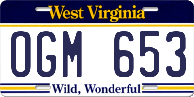 WV license plate OGM653