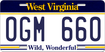 WV license plate OGM660