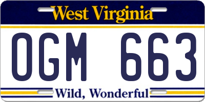 WV license plate OGM663