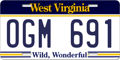 WV license plate OGM691