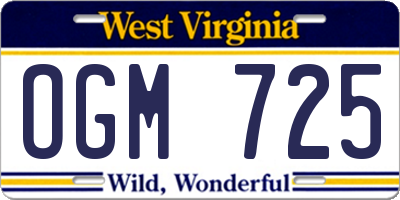 WV license plate OGM725