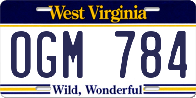 WV license plate OGM784