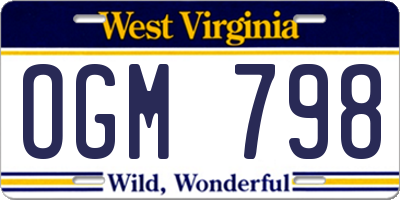 WV license plate OGM798