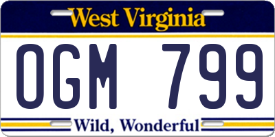 WV license plate OGM799