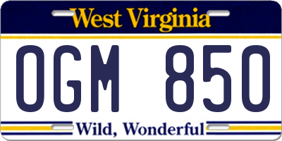 WV license plate OGM850