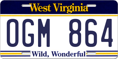 WV license plate OGM864
