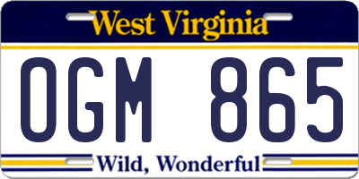 WV license plate OGM865