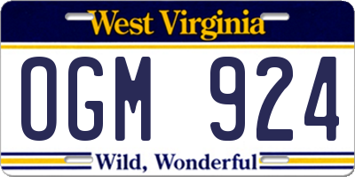 WV license plate OGM924
