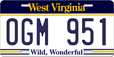 WV license plate OGM951
