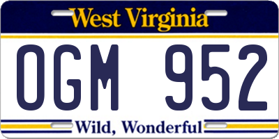 WV license plate OGM952