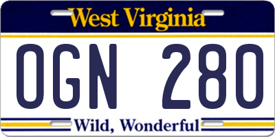 WV license plate OGN280