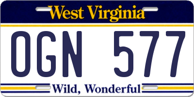 WV license plate OGN577