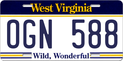 WV license plate OGN588