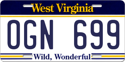 WV license plate OGN699
