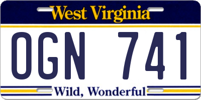 WV license plate OGN741