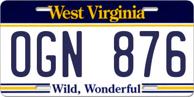 WV license plate OGN876