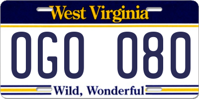 WV license plate OGO080