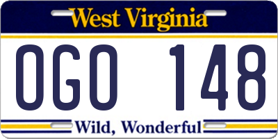 WV license plate OGO148
