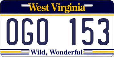 WV license plate OGO153