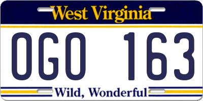 WV license plate OGO163