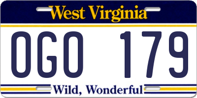 WV license plate OGO179