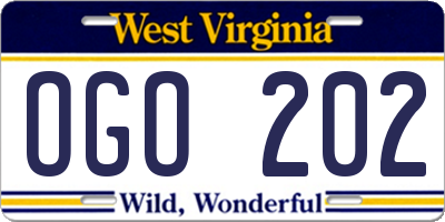 WV license plate OGO202