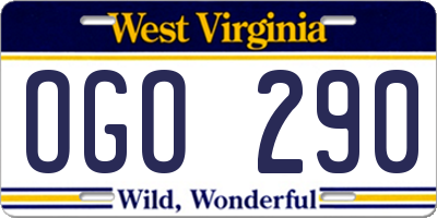 WV license plate OGO290