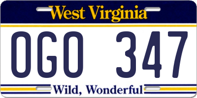 WV license plate OGO347