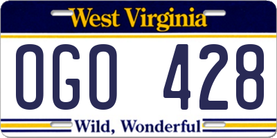 WV license plate OGO428