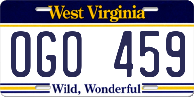 WV license plate OGO459