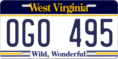 WV license plate OGO495
