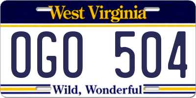 WV license plate OGO504