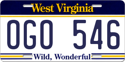 WV license plate OGO546