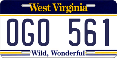 WV license plate OGO561