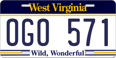 WV license plate OGO571