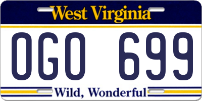 WV license plate OGO699