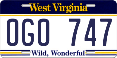 WV license plate OGO747