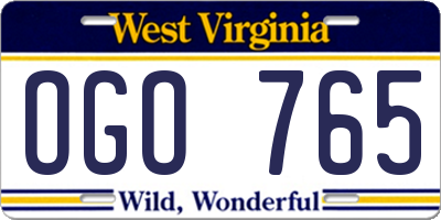 WV license plate OGO765
