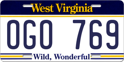 WV license plate OGO769