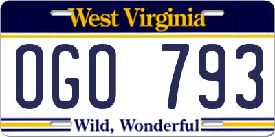 WV license plate OGO793