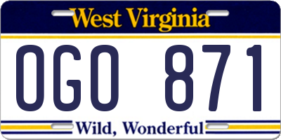 WV license plate OGO871