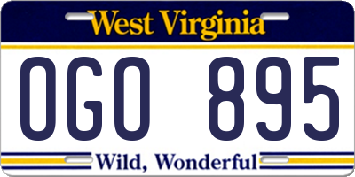 WV license plate OGO895
