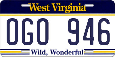 WV license plate OGO946