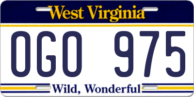 WV license plate OGO975
