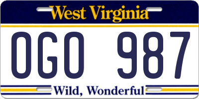 WV license plate OGO987