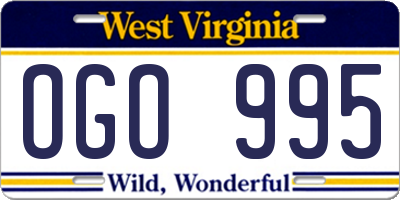 WV license plate OGO995