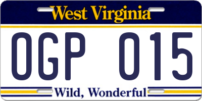 WV license plate OGP015