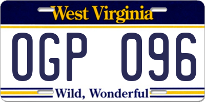 WV license plate OGP096